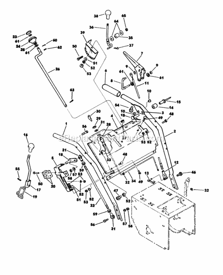 Handle And Control Assembly Diagram and Parts List for 55382 800000001-899999999 - 1988 Lawn Boy Snow Blower
